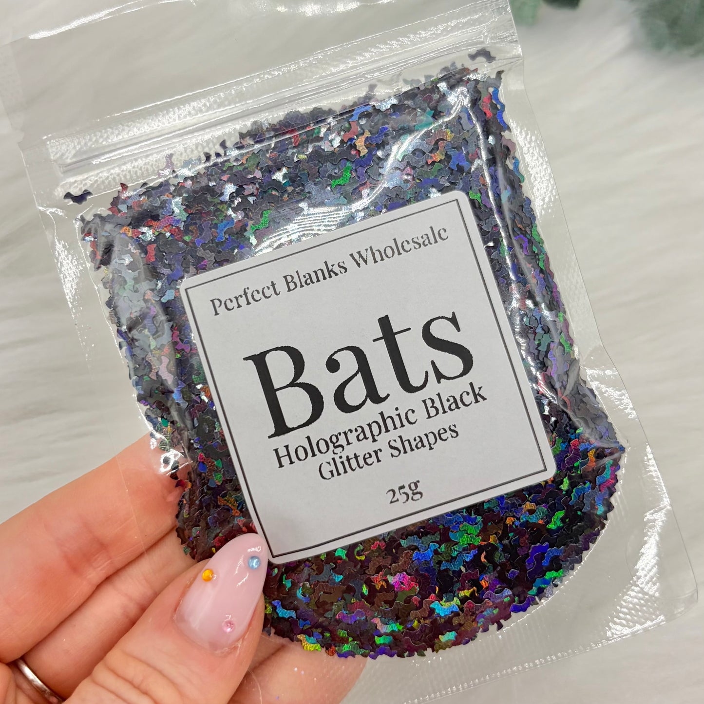 Bat Glitter Shapes - Holographic Black - 25g
