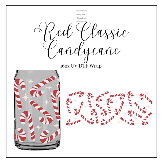 Red Classic Candycane 16oz UVDTF