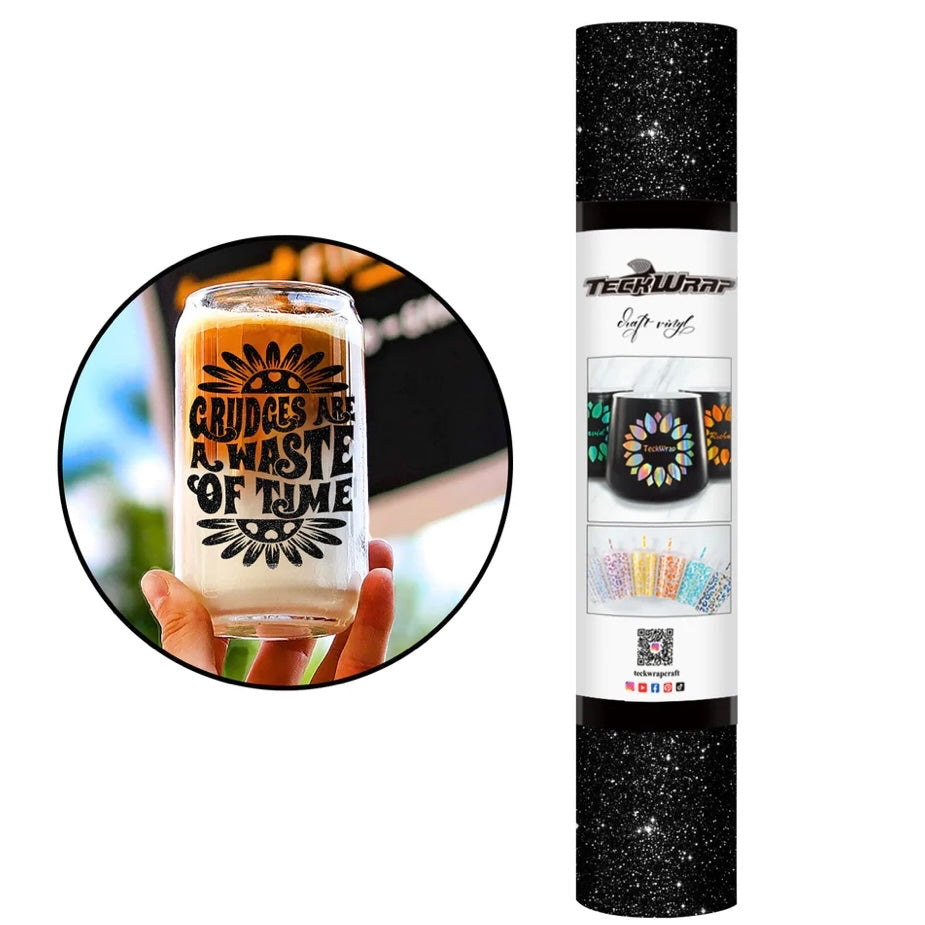 Teckwrap Black Glitter Adhesive Craft Vinyl - 5ft