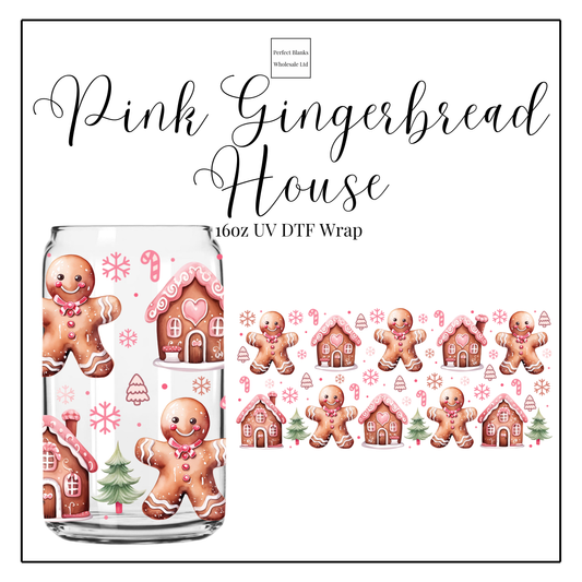 Pink Gingerbread House 16oz UVDTF