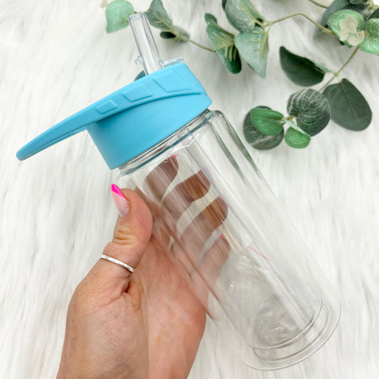 10oz Double Walled Flip Lid Plastic Water Bottle