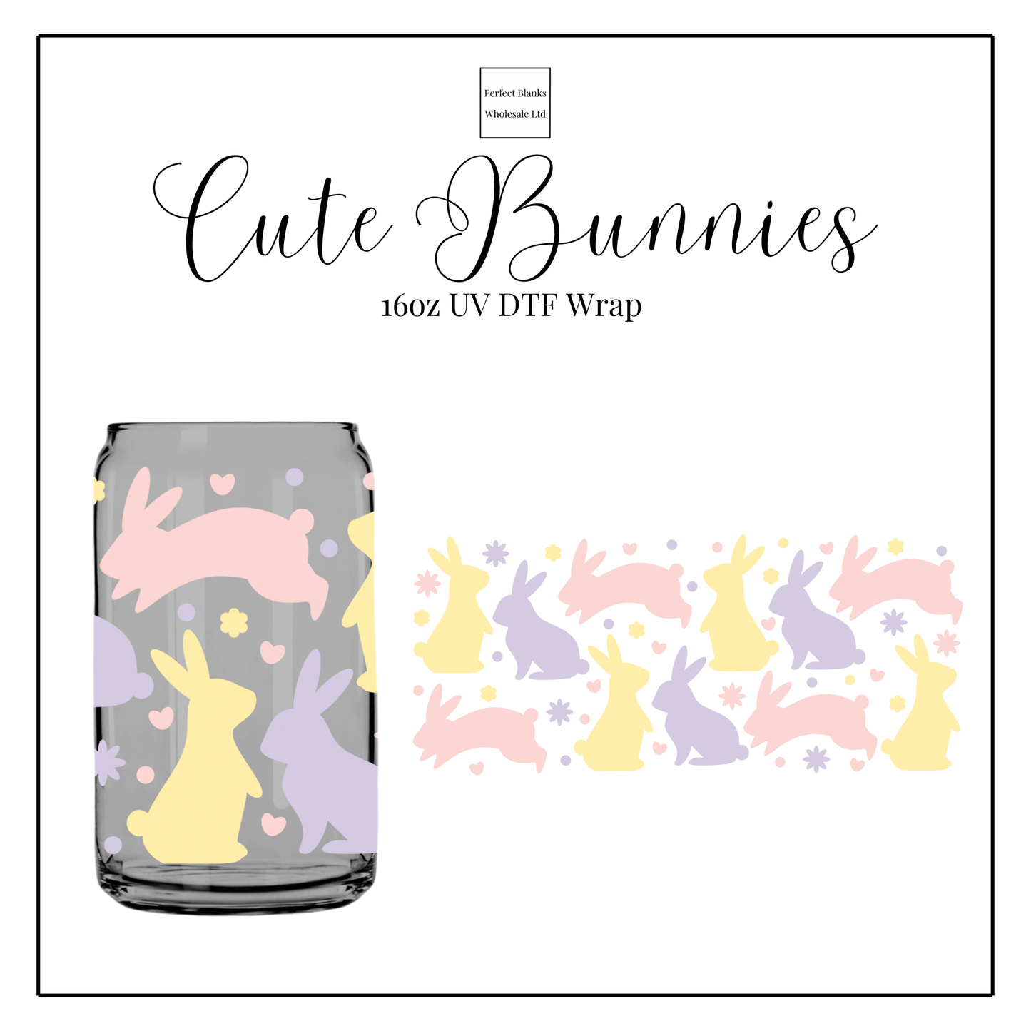 Cute Bunnies 16oz UV DTF