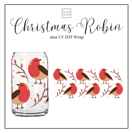 Christmas Robin 16oz UV DTF