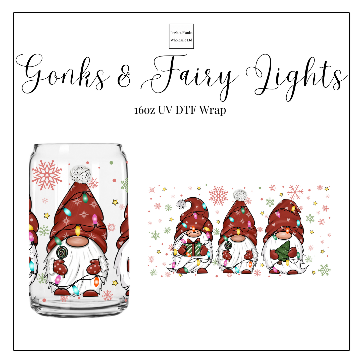 Gonks & Fairy Lights 16oz UV DTF