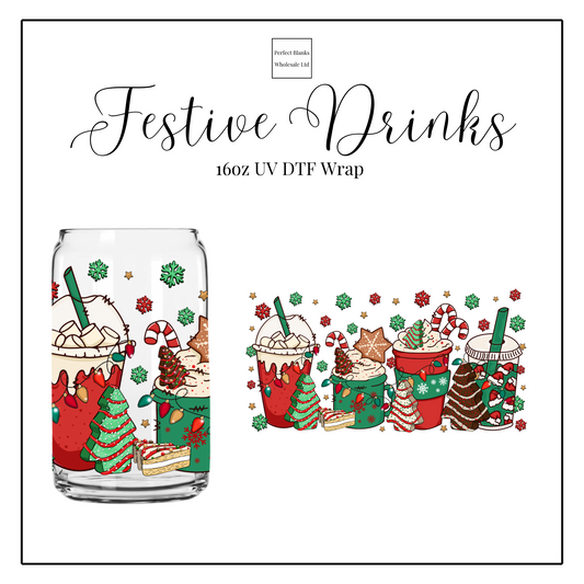 Festive Drinks 16oz UV DTF