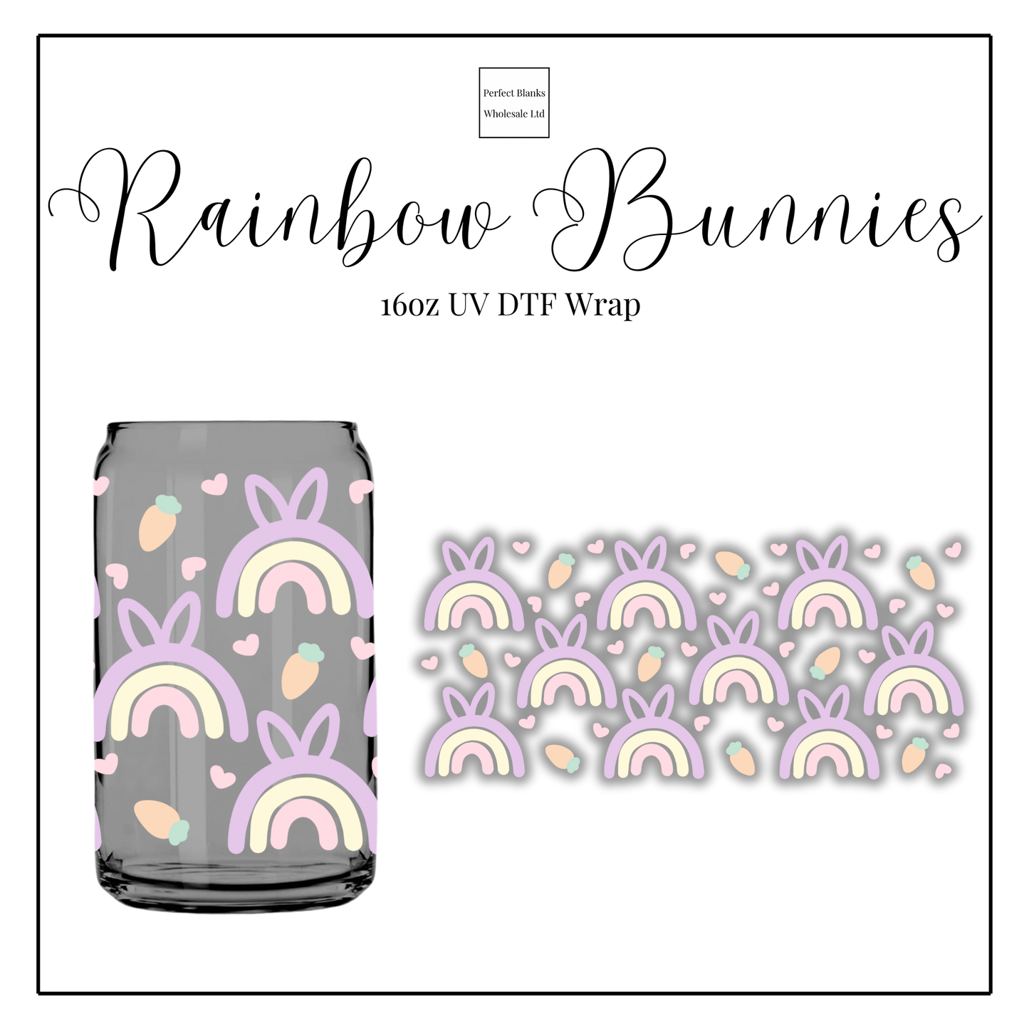 Rainbow Bunnies 16oz UV DTF