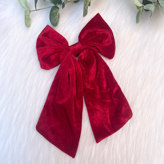 Red Velvet Bow Hair Clip