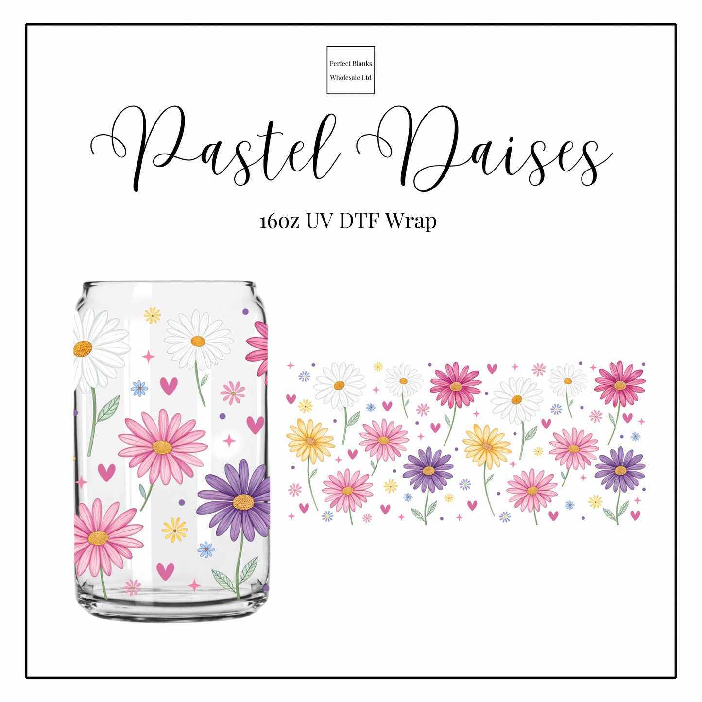 Pastel Daisies 16oz UVDTF