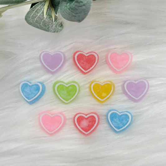 Frosted Hearts - 10 Pack of Cabochons