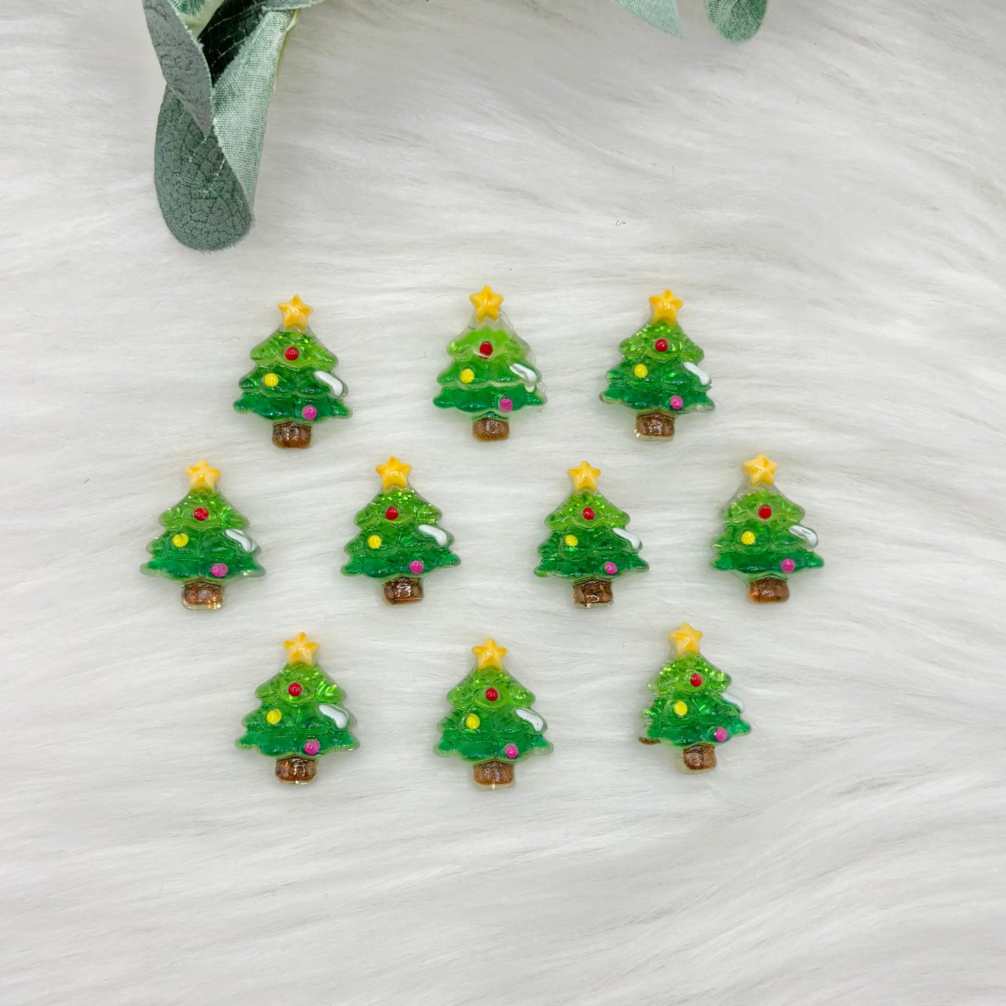 Sparkly Christmas Tree - 10 Pack of Cabochons