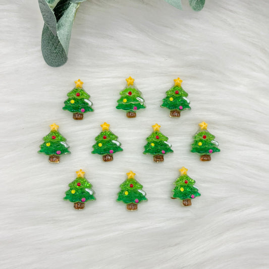 Sparkly Christmas Tree - 10 Pack of Cabochons
