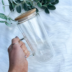 15oz Double Walled Glass Snowglobe with Handle