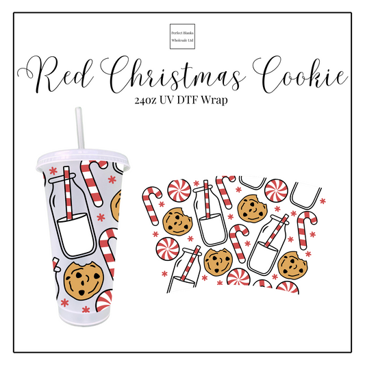 Red Christmas Cookie 24oz UV DTF