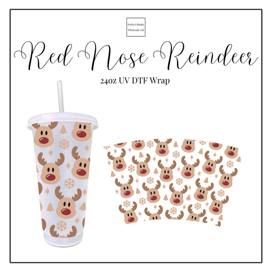 Red Nose Reindeer 24oz UV DTF