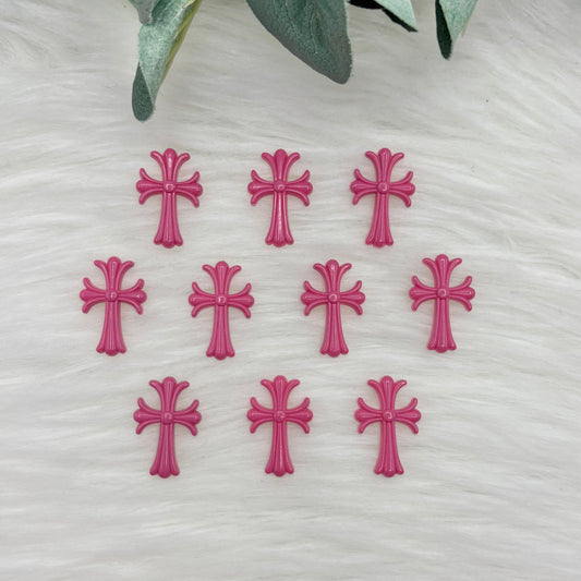 Pink Cross Cabochon - 10 Pack of Cabochons