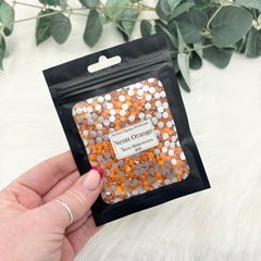 Neon Orange Silver Bottom Rhinestones - 5mm