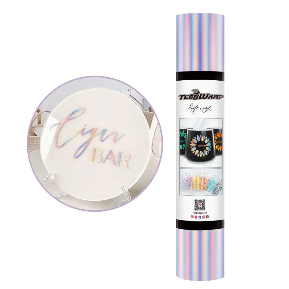 TeckWrap Matte Silver Holographic Rainbow Craft Vinyl