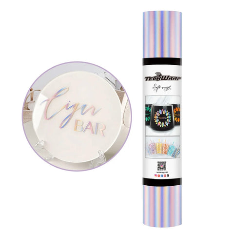 TeckWrap Matte Silver Holographic Rainbow Craft Vinyl