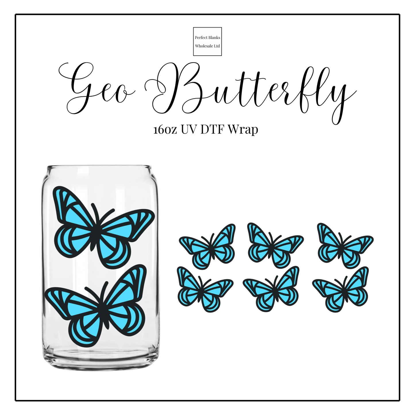 Geo Butterflies 16oz UV DTF