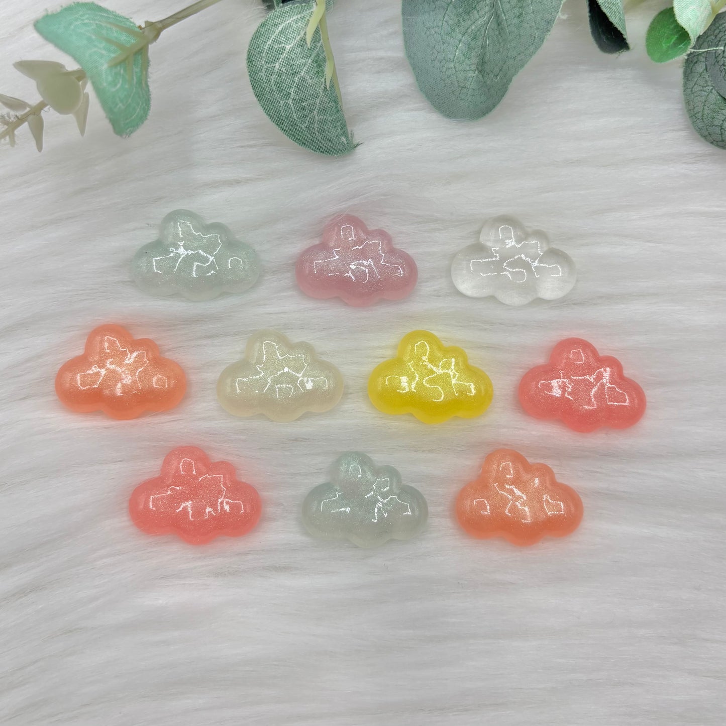 Shimmery Clouds - Pack of 10 Cabochons