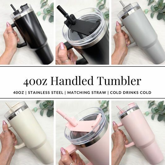 40oz Handled Tumbler With Matching Straw