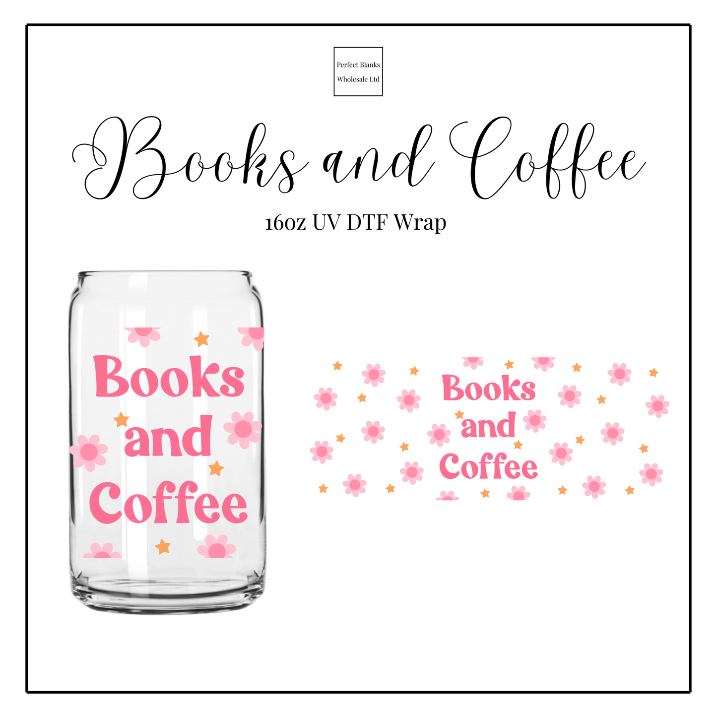 Books & Coffee 16oz UV DTF