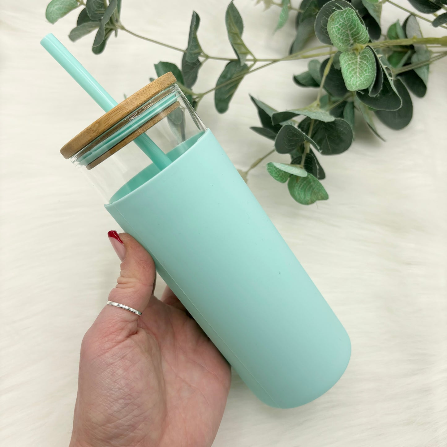 Pastel Glass Bottle With Straw - 500ml