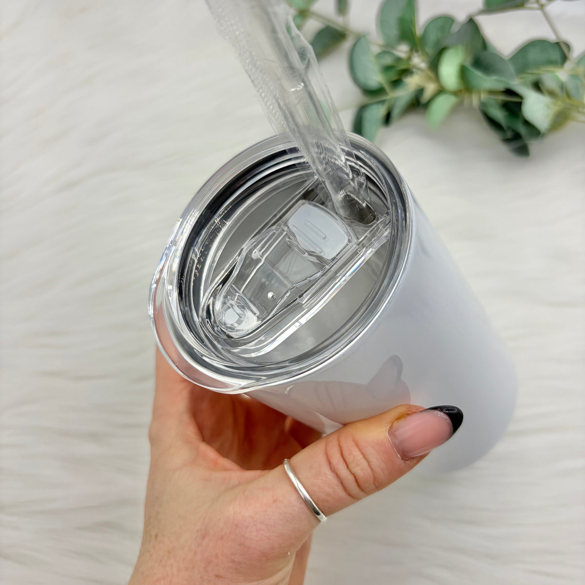 12oz Sublimation Straight Skinny Tumbler - White