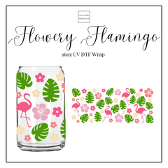 Flowery Flamingo 16oz UVDTF