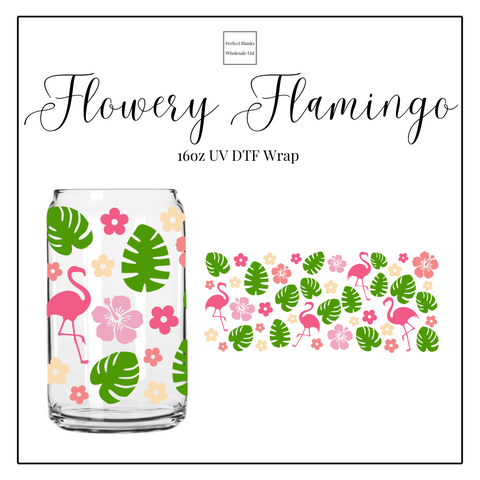 Flowery Flamingo 16oz UVDTF