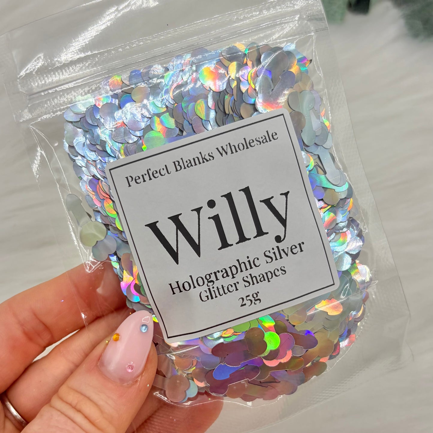 Willy Glitter Shapes - Holographic Silver - 25g
