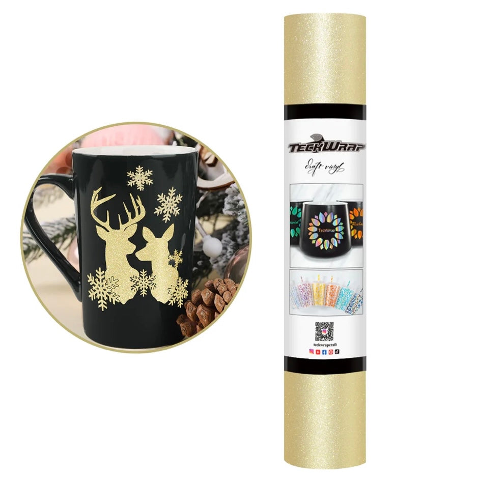 Teckwrap Champagne Gold Glitter Adhesive Craft Vinyl - 5ft