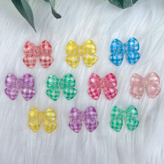 Checkered Bows - 10 Pack of Cabochons