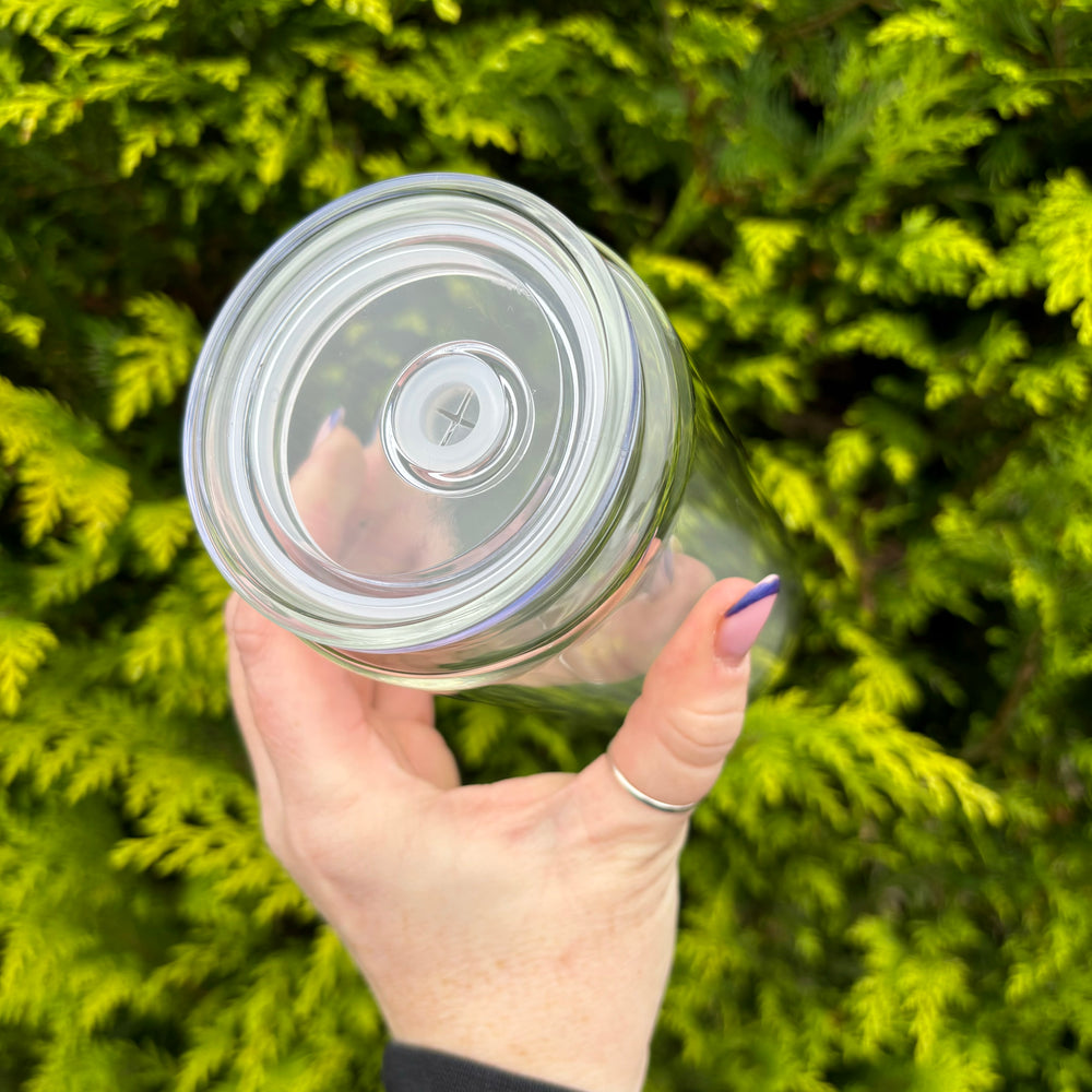 15oz Double Walled Glass Snowglobe with Clear Acrylic Lid