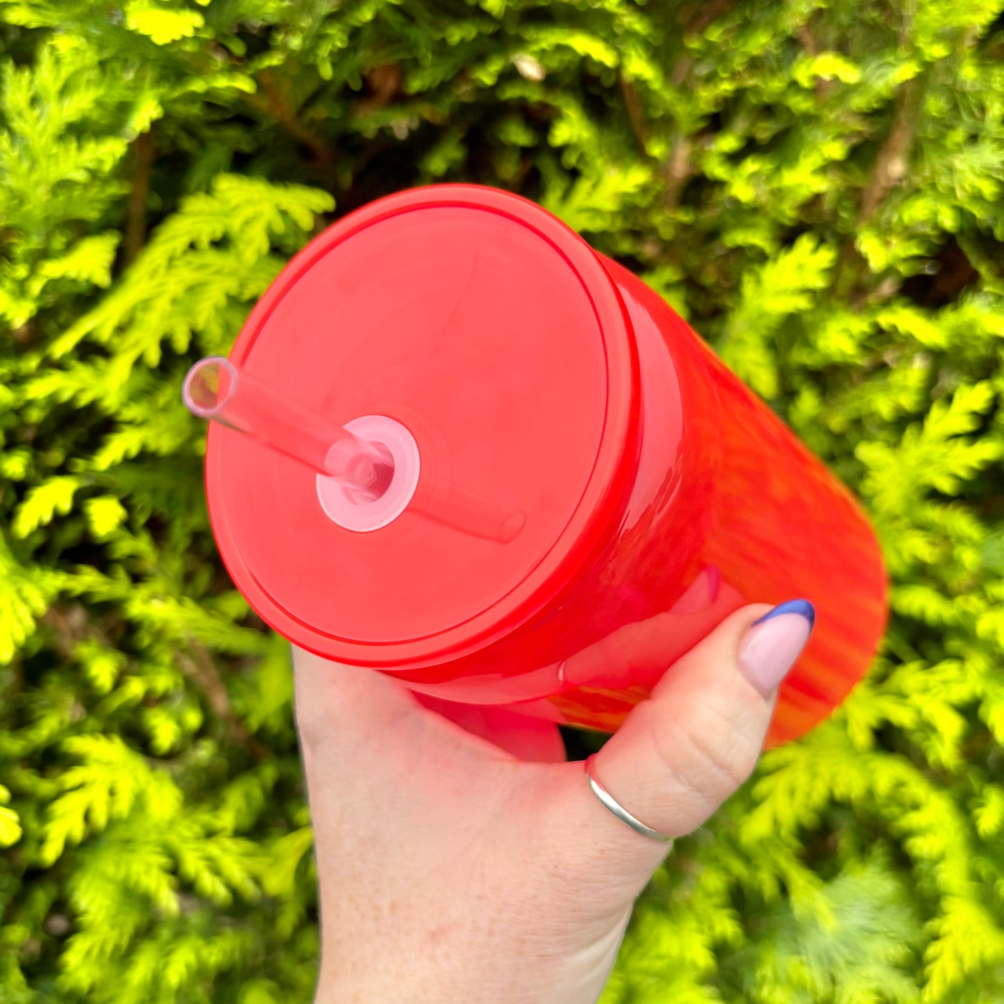 16oz Plastic Libby Can - Neon Coral