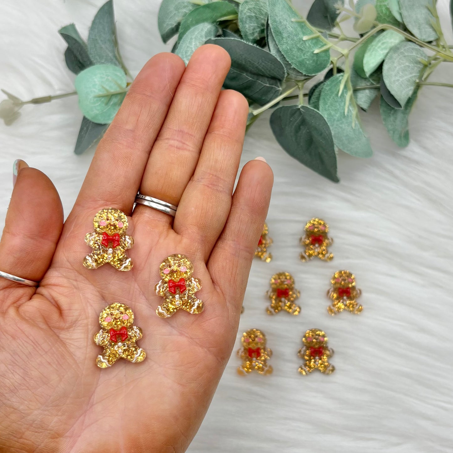Sparkly Gingerbread Men - 10 Pack of Cabochons