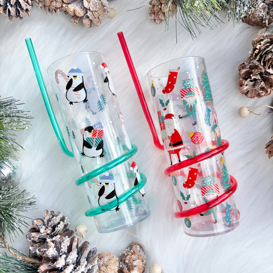Christmas Spiral Straw Tumbler