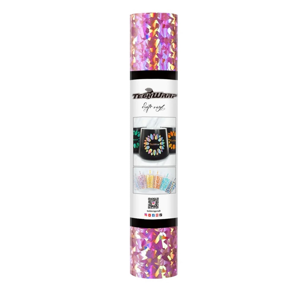 Teckwrap Rose Gold Holographic Glass Flower Adhesive Craft Vinyl - 5ft