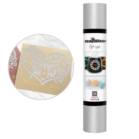 Teckwrap Silver Glitter Adhesive Craft Vinyl - 5ft