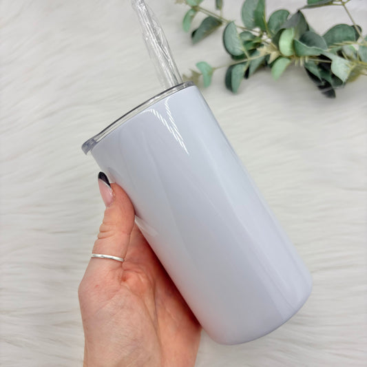 12oz Sublimation Straight Skinny Tumbler - White