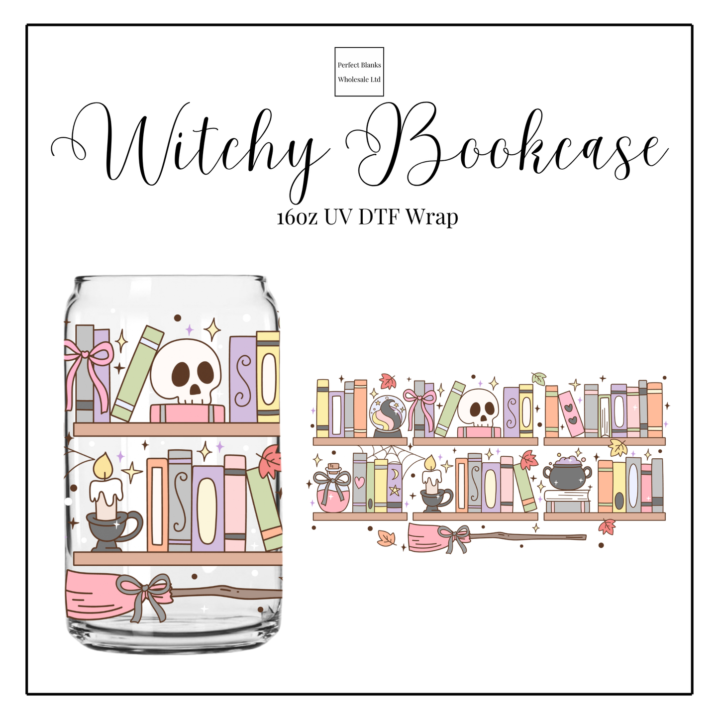 Witchy Bookcase 16oz UVDTF