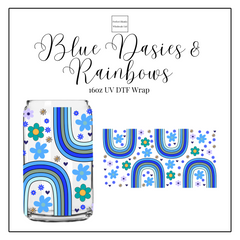 Blue Daises and Rainbows 16oz UVDTF