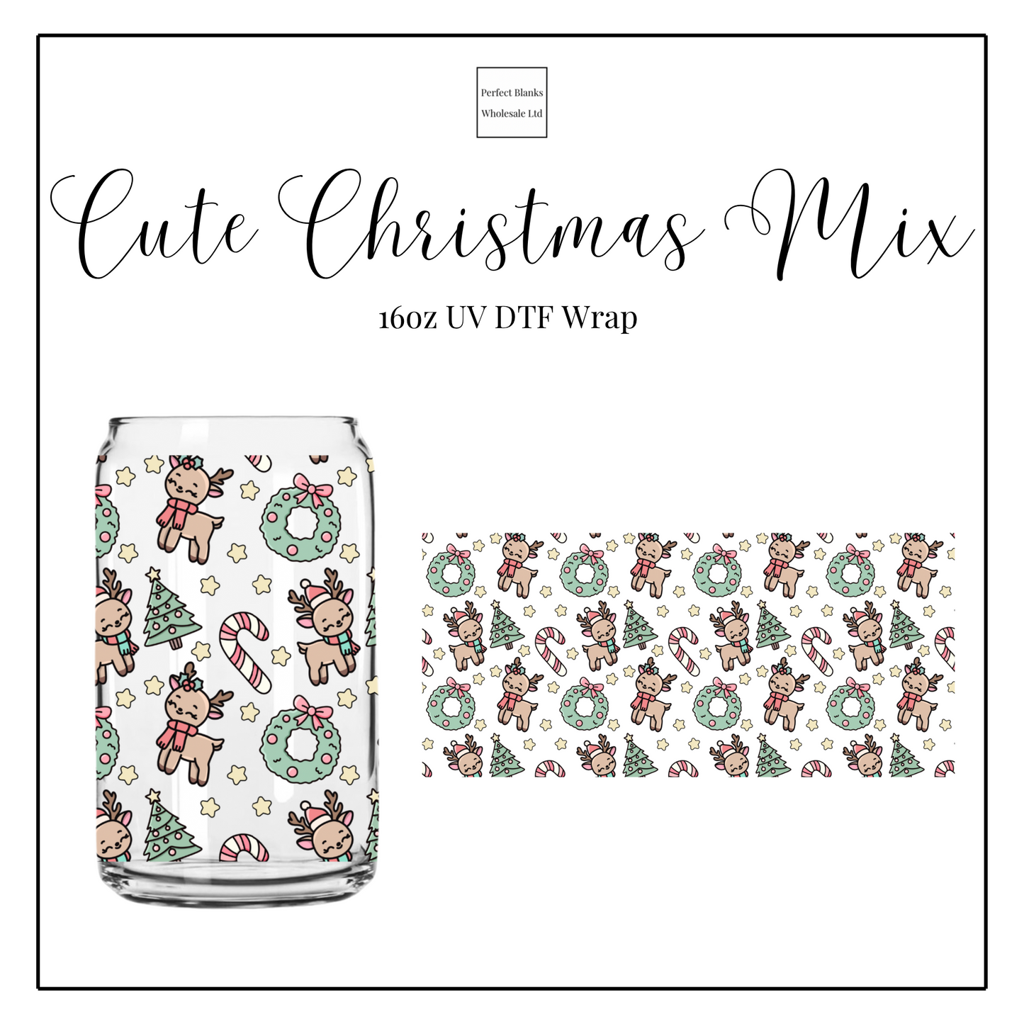 Cute Christmas Mix 16oz UV DTF