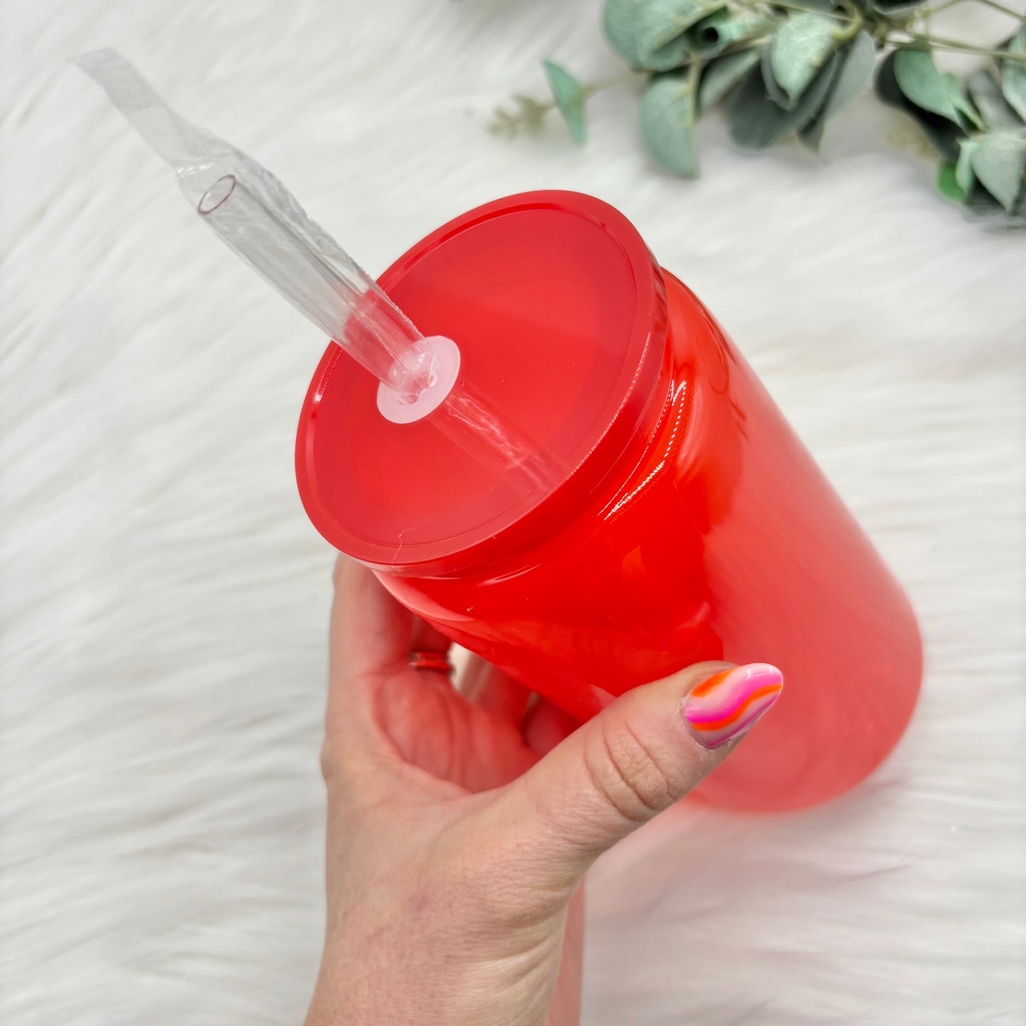 16oz Plastic Libby Can - Solid Red
