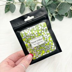 Neon Yellow Silver Bottom Rhinestones - 5mm