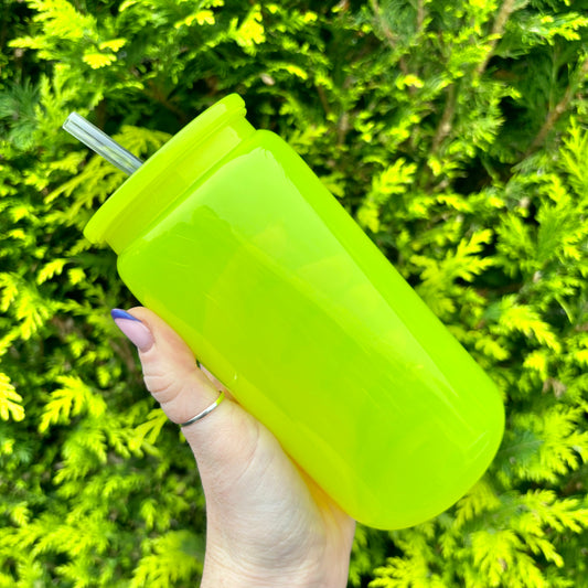 16oz Plastic Libby Can - Neon Yellow