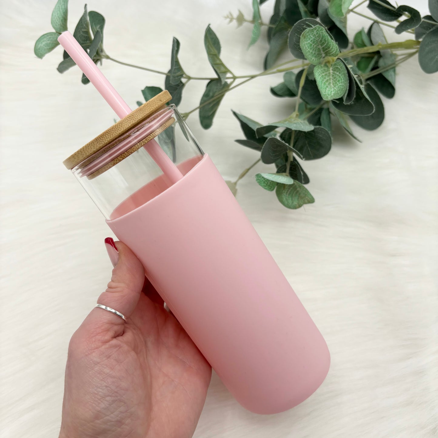 Pastel Glass Bottle With Straw - 500ml