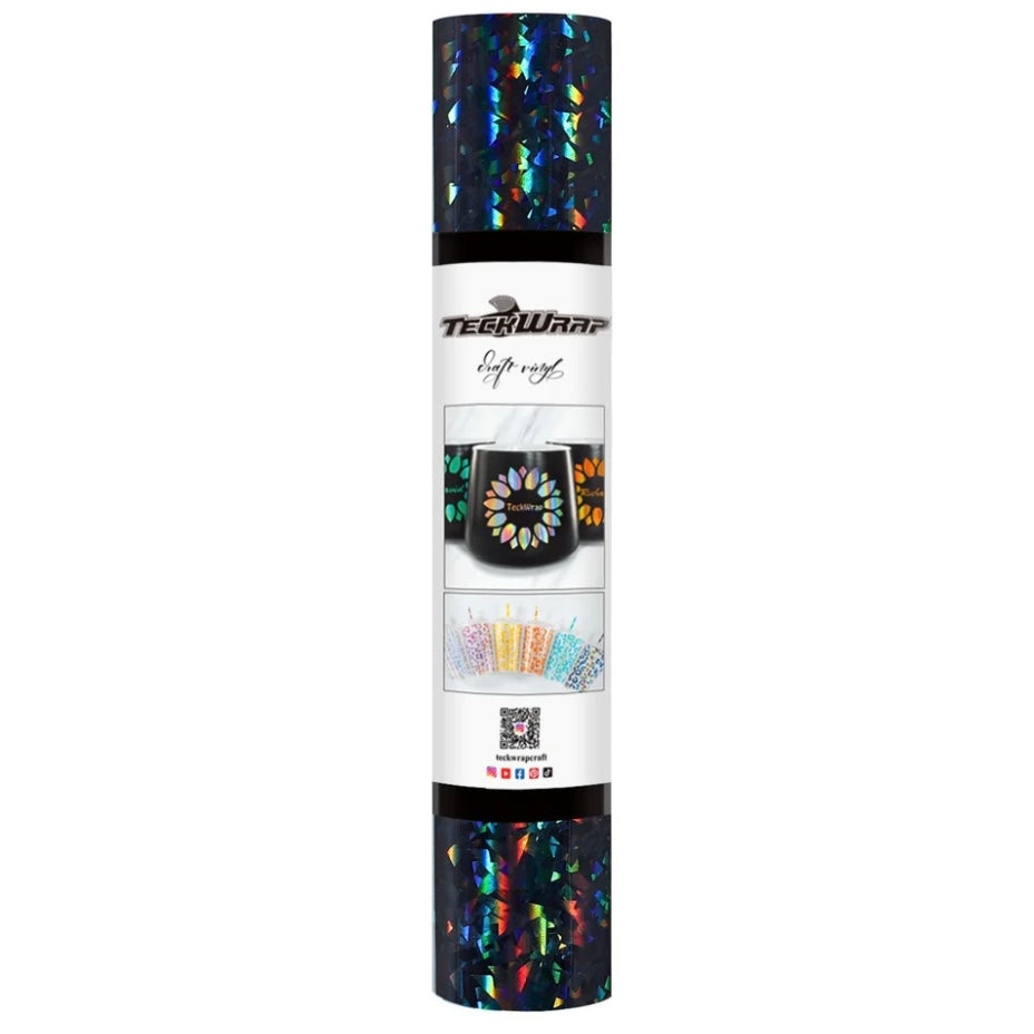 Teckwrap Black Holographic Glass Flower Adhesive Craft Vinyl - 5ft