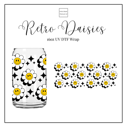 Retro Daisies 16oz UV DTF