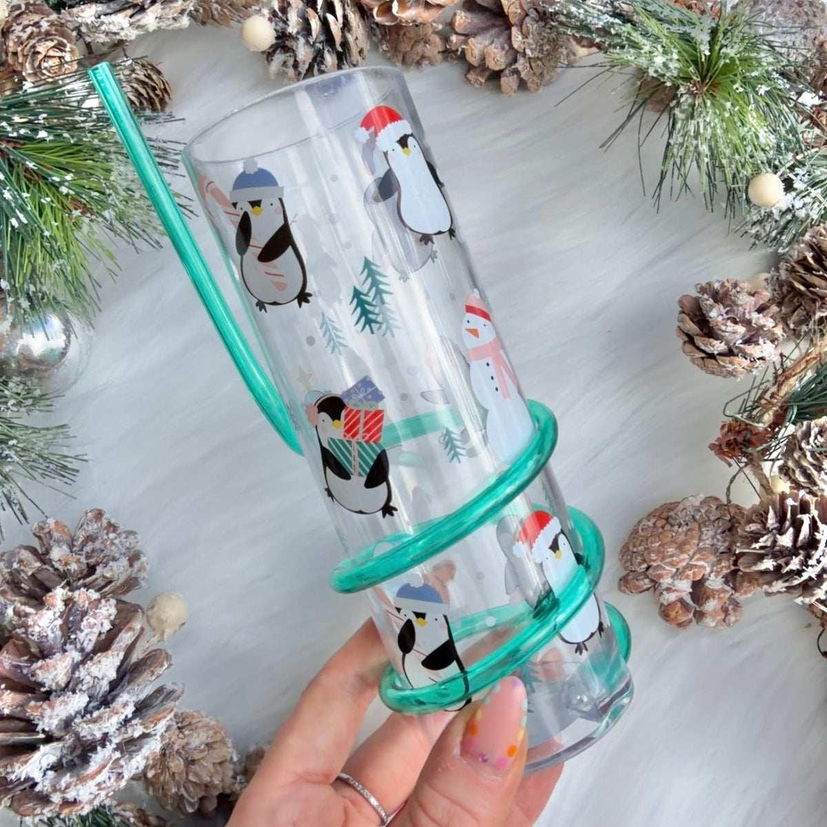 Christmas Spiral Straw Tumbler